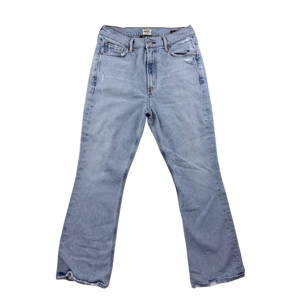 Womens 27 Citizens of Humanity Demy Crop Flare Jeans Blue Distressed High Rise